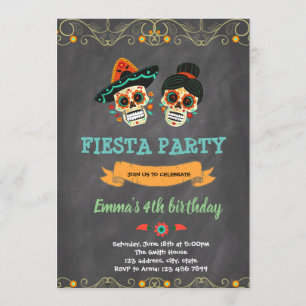 Day of the dead fiesta-födelsedagsinbjudan inbjudningar