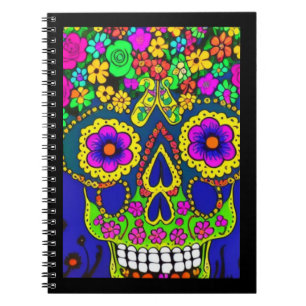 day of the dead firande ljusa färger anteckningsbok