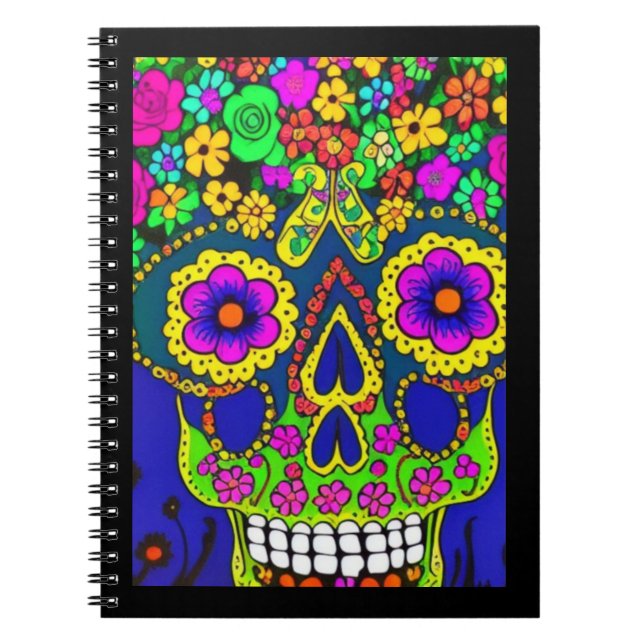 day of the dead firande ljusa färger anteckningsbok (Framsidan)