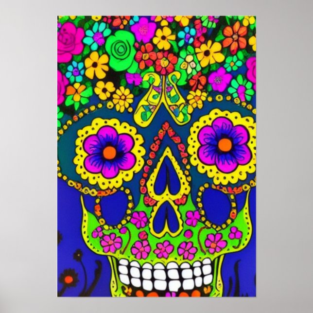 day of the dead firande ljusa färger poster (Framsidan)