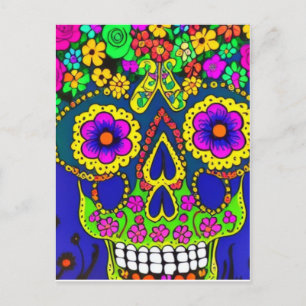 day of the dead firande ljusa färger vykort