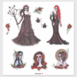 Day of the dead flickor av Renee Lavoie Klistermärken