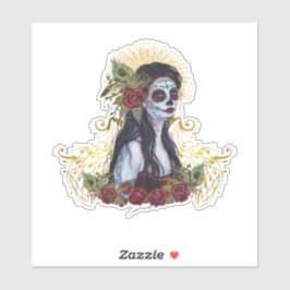 Day of the dead fredsock art av Renee Lavoie Klistermärken