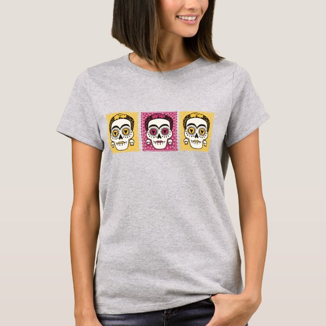 Day of the dead Frida Kahlo Sugar Döskallars T-Shi T Shirt (Framsida)
