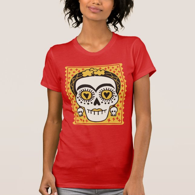 Day of the dead Frida Kahlo Sugar Skull T-Shirt (Framsida)