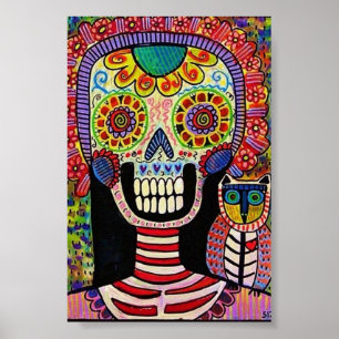 Day of the dead Frida & Skeleton Uggla Poster