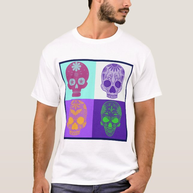 Day of the dead funky döskallar t shirt (Framsida)