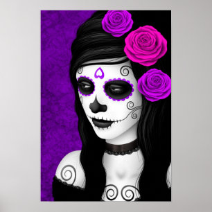 Day of the dead Girl med Lila Ro Poster
