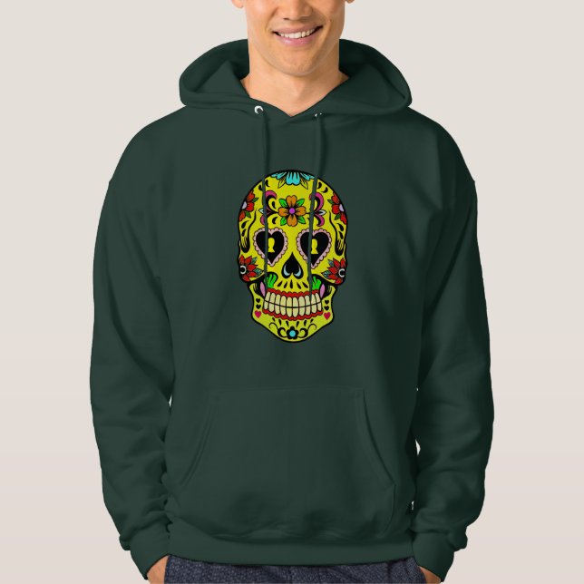 Day of the dead Gult Sugar Skull Hoodie (Framsida)