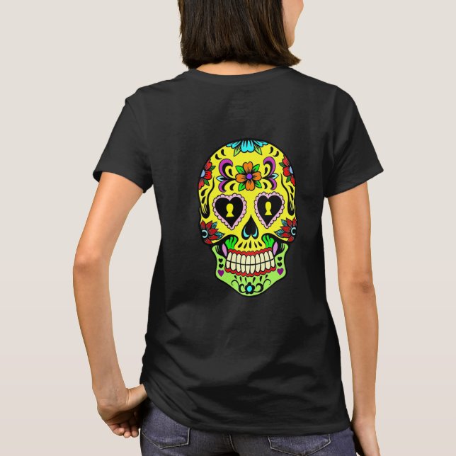 Day of the dead Gult Sugar Skull Kvinnor i T-Shirt (Baksida)