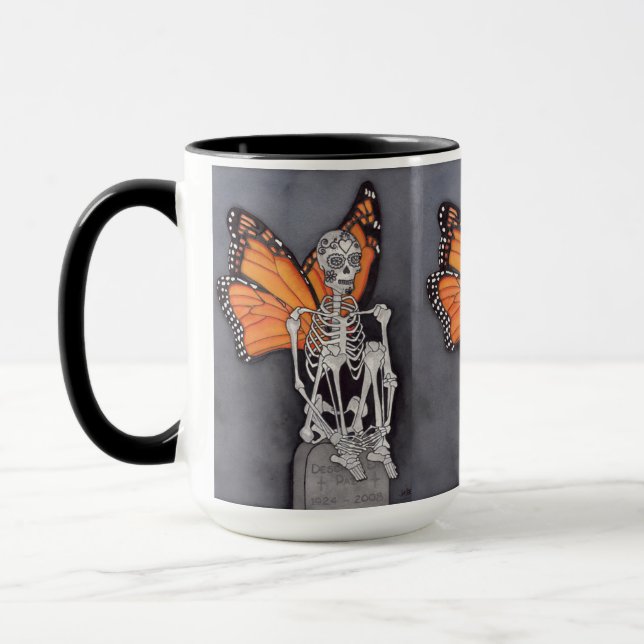 Day of the dead Halloween Butterfly Skeleton Mugg (Vänster)