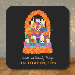 Day of the dead halloween fest fyrkantigt klistermärke