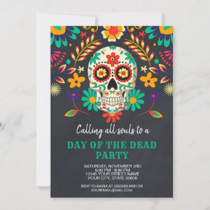 Day of the dead Halloween fest Inbjudningar
