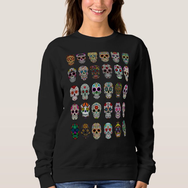 Day of the dead Halloween Sugar Döskallar T Shirt (Framsida)