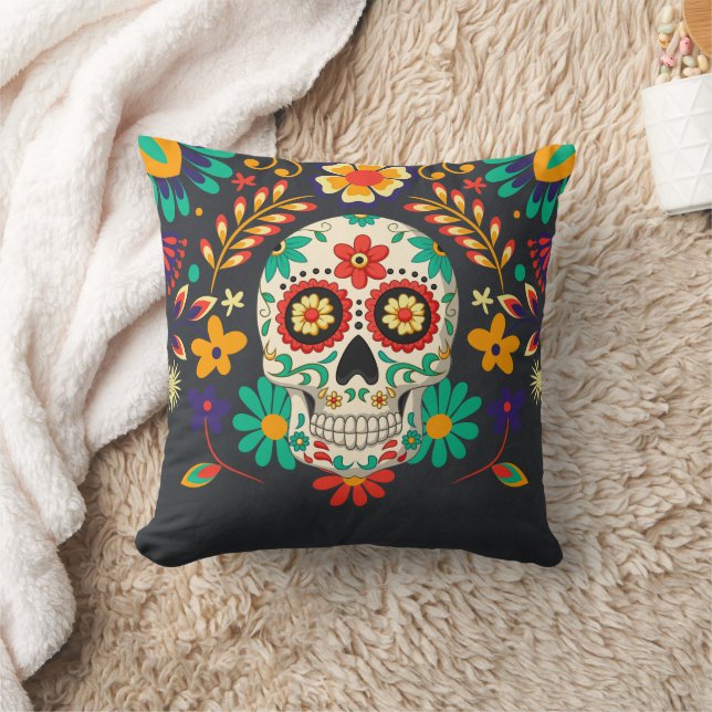 Day of the dead Halloween Sugar Skull Kudde (Filt)