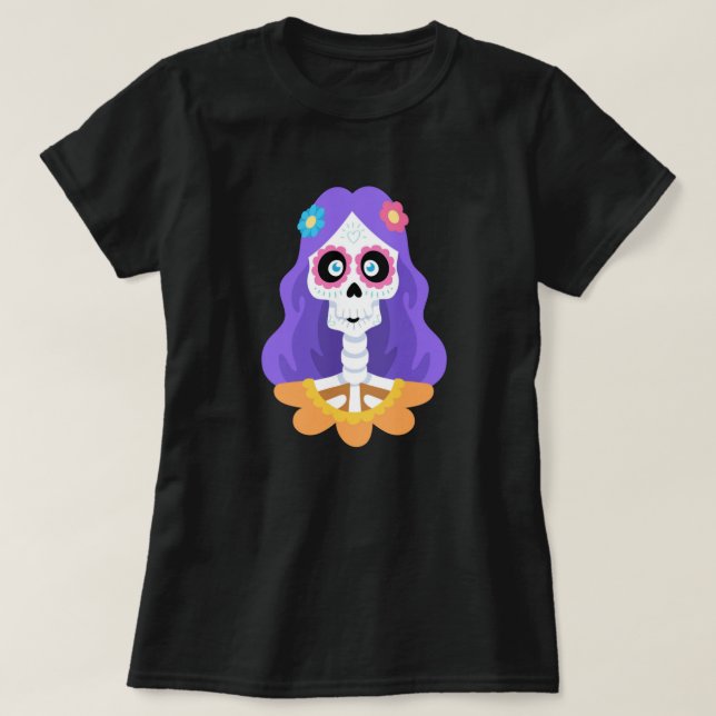 Day of the dead Halloween Sugar Skull T-Shirt (Design framsida)