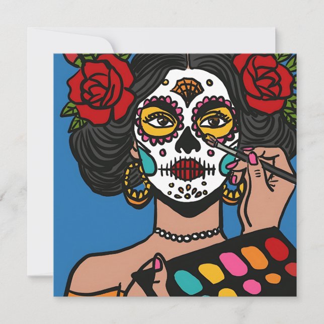 Day of the dead Hand plockade Catrina Inbjudningar (Framsida)