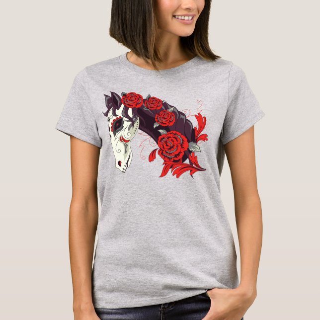 Day of the dead Horse Skeleton med Ro T Shirt (Framsida)