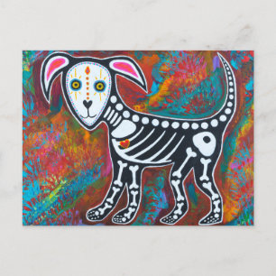 day of the dead Hund II Vykort