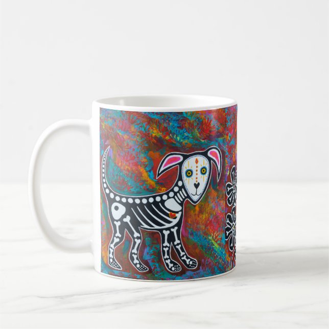 Day of the dead, Hund, katt och Hummingbird Kaffemugg (Vänster)