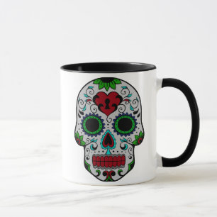 Day of the dead i rött och grönt mugg