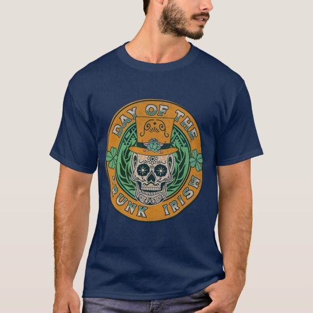Day of the dead Irish Drinking St. Patrick's Day T Shirt (Framsida)
