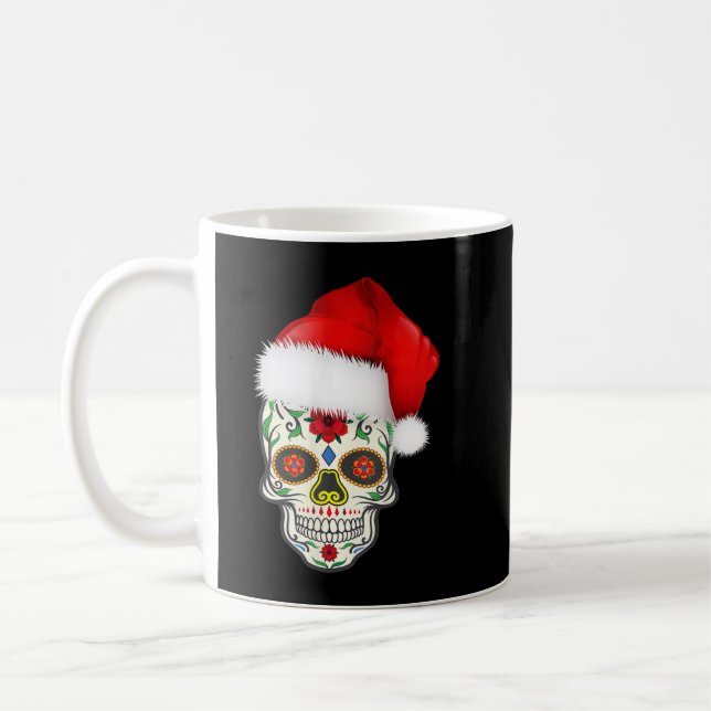 Day of the dead jultomten Hat Sugar Skull Pa Kaffemugg (Vänster)