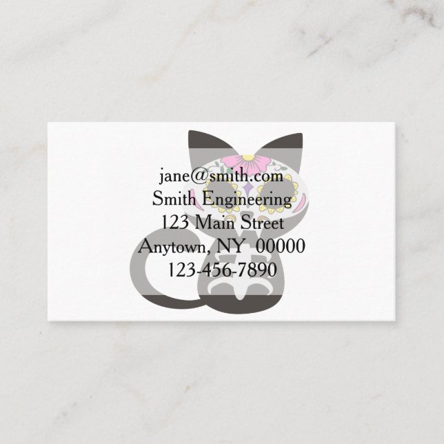 Day of the dead-katt - Välj bakgrund färg Visitkort (Framsida)