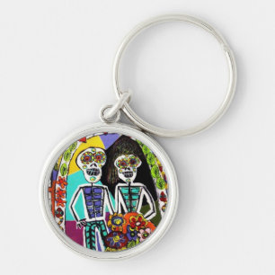 Day of the dead - Keychain Rund Silverfärgad Nyckelring