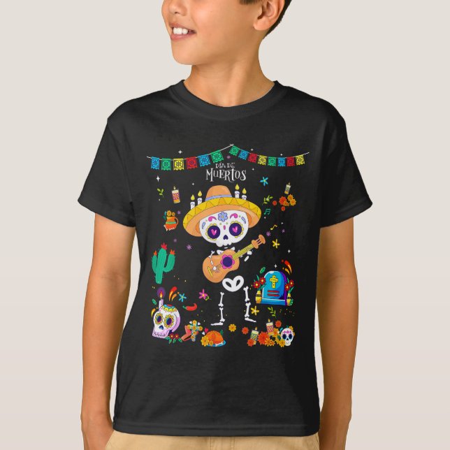 Day Of The Dead Kids Boys 2025 Dia De Los Muertos  T Shirt (Framsida)