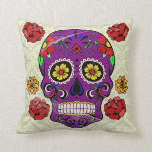 Day of the dead kudder lilasockerskallen kudde