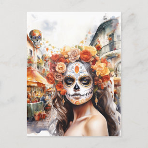 Day of the dead La Catrina Vykort