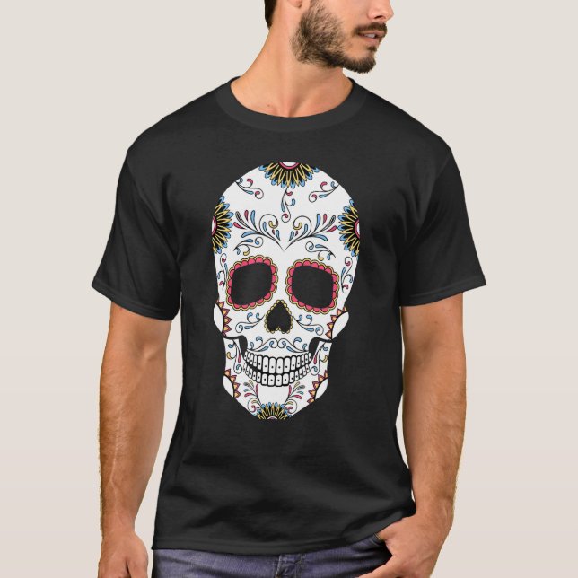 Day of the dead Large Sugar Skull T Shirt (Framsida)