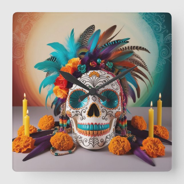 Day of the dead-låsklockkonstruktionen med Li Tech Fyrkantig Klocka (Framsida)