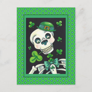 DAY OF THE DEAD LEPRECHAUN, ST. PADDY'S DAY SKULL HELG VYKORT