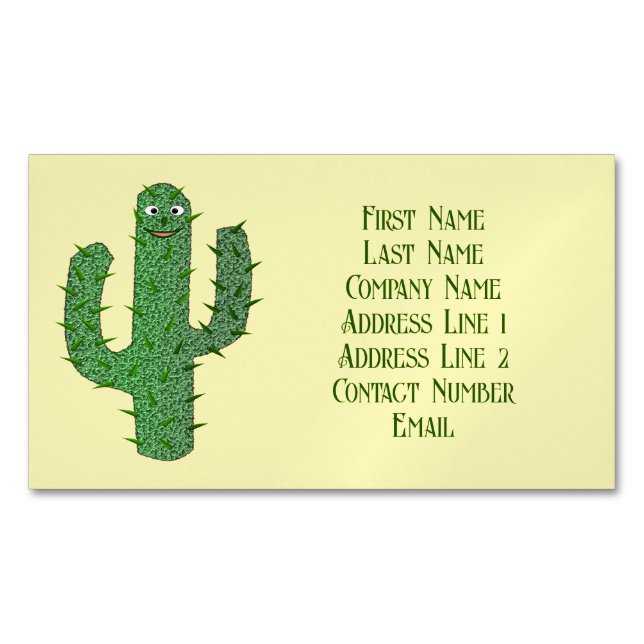 Day of the dead Lycklig Cactus Anpassningsbar Magnetiska Visitkort (Framsida)
