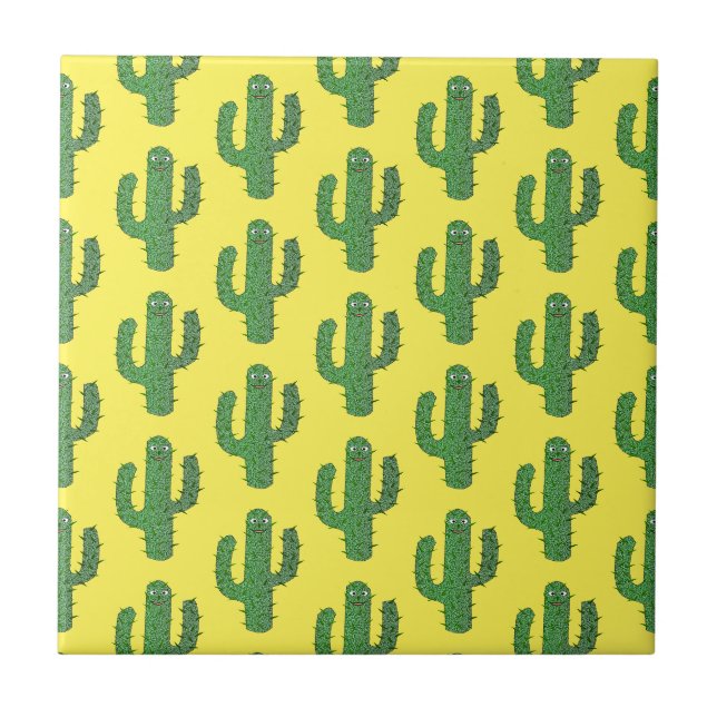 Day of the dead Lycklig Cactus Patterned Kakelplatta (Framsidan)