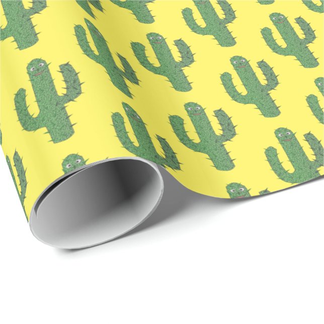 Day of the dead Lycklig Cactus Patterned Presentpapper (Rullad Hörn)