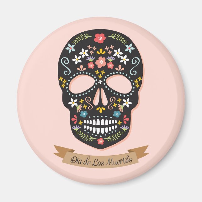Day of the dead, magnet - svart rosa (Framsidan)