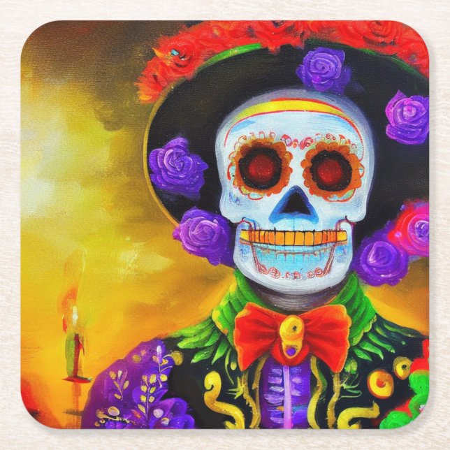 Day of the dead Man 1 Underlägg Papper Kvadrat (Framsidan)