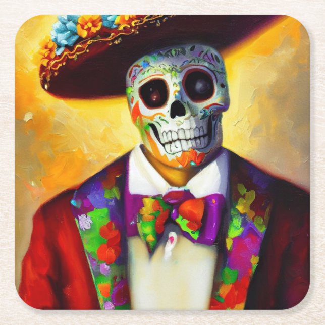 Day of the dead Man 3 Underlägg Papper Kvadrat (Framsidan)