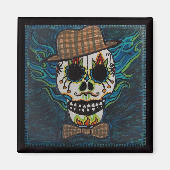 Day of the dead Man Skull Magnet (Framsidan)