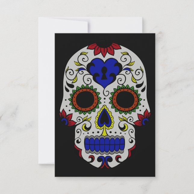 Day of the dead med Blue Nyckel Heart Inbjudningar (Framsida)