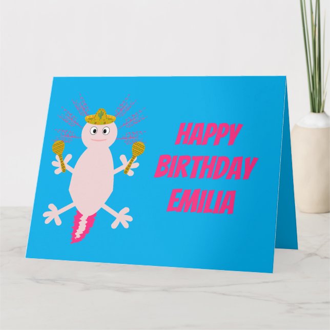 Day of the dead Mexican Axolotl Birthday Kort (Framsida)