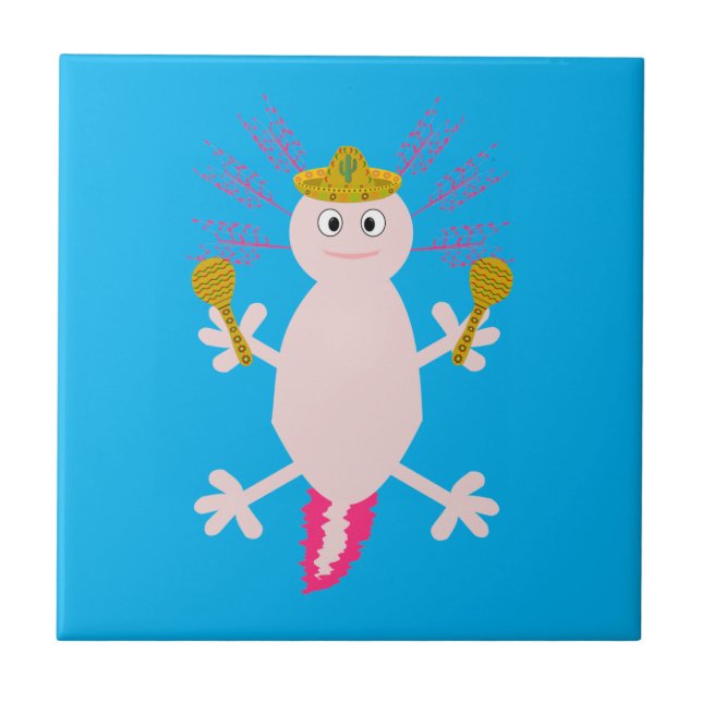 Day of the dead Mexican Axolotl Kakelplatta (Framsidan)