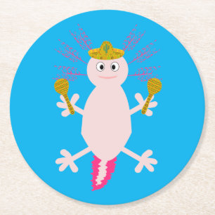 Day of the dead Mexican Axolotl Underlägg Papper Rund