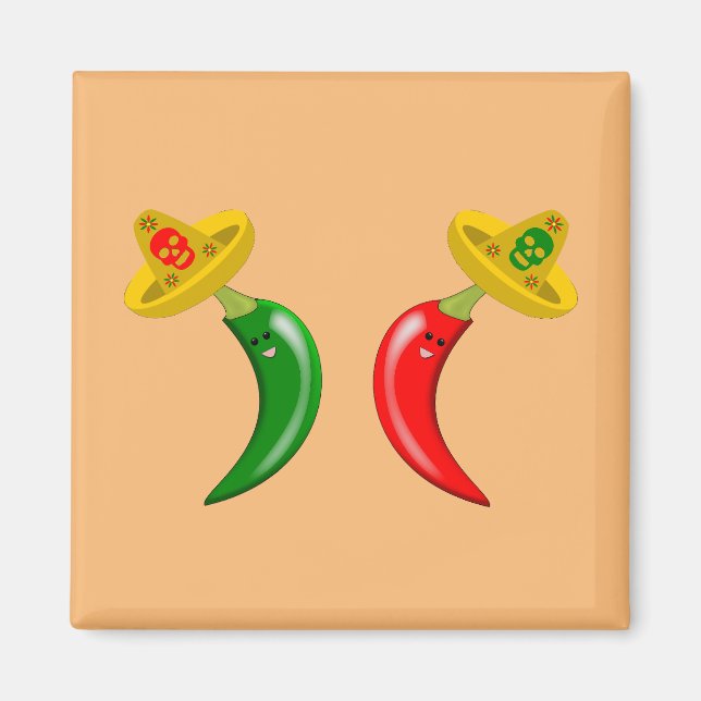 Day of the dead mexikan Chilis Magnet (Framsidan)