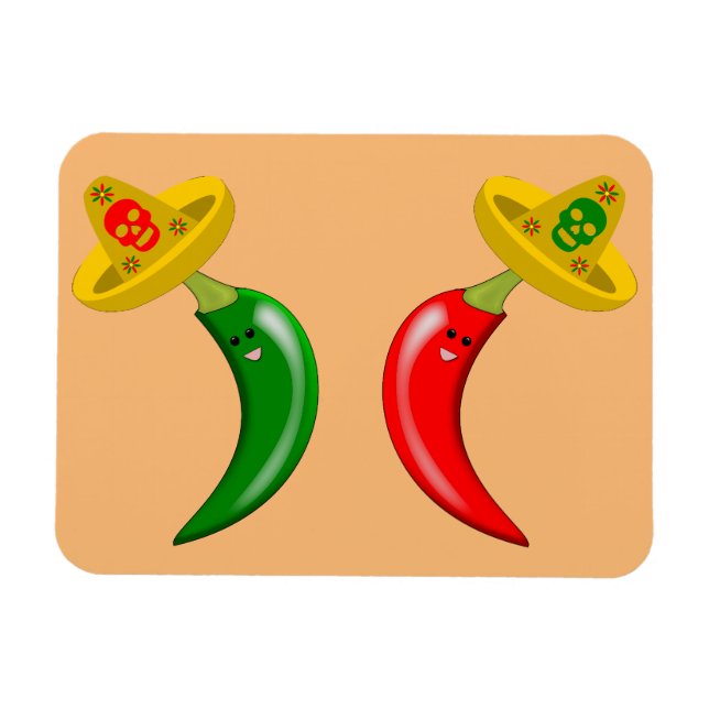 Day of the dead mexikan Chilis Magnet (Horisontell)