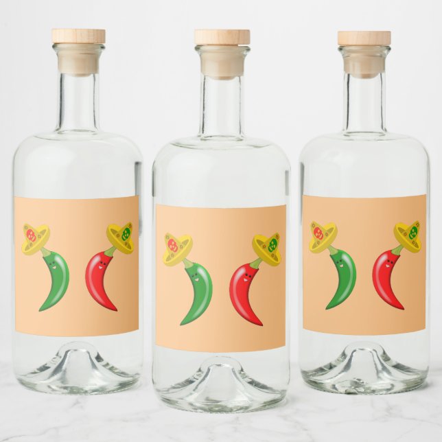 Day of the dead mexikan Chilis Spritflaskor Etikett (Flaskor)