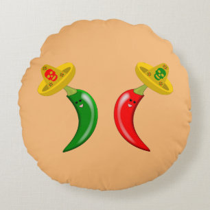 Day of the dead mexikanska Chilis Anpassningsbar D Rund Kudde